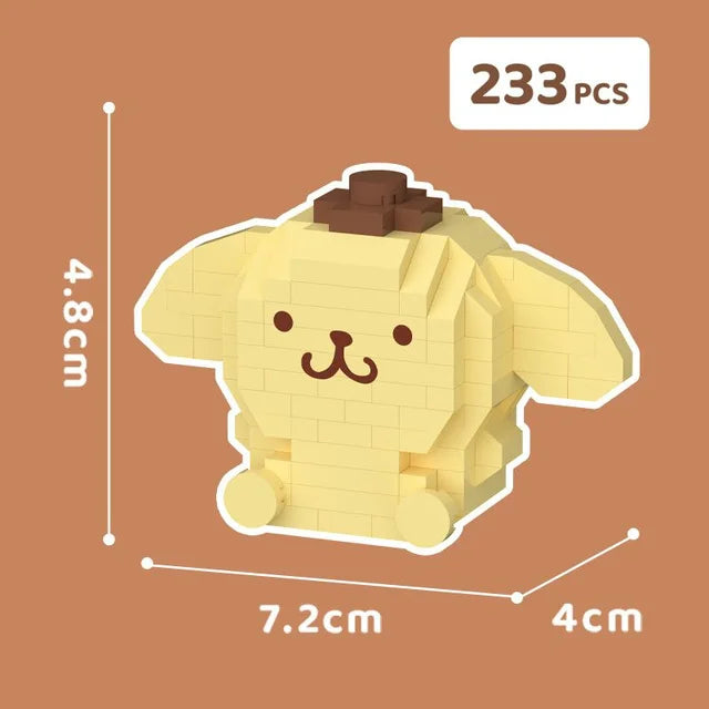 Sanrio Anime Hello Kitty My Melody Cinnamoroll Pompompurin Kuromi Friends Building Blocks Bricks Girl Children Kid Toy Gift Set Leedoar