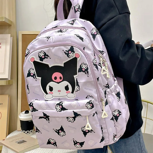 Mochila Sanrio Anime Kuromi Cinnamoroll My Melody Bolsa de Estudante Grande Capacidade Bolsa Feminina Para Crianças Meninas Presente 