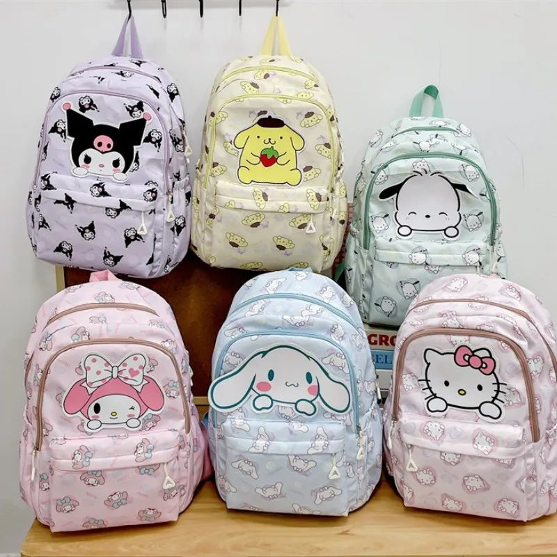 Mochila Sanrio Anime Kuromi Cinnamoroll My Melody, bolso de estudiante de gran capacidad, bolso para mujeres, regalo para niñas y niños 