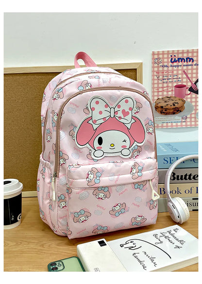 Mochila Sanrio Anime Kuromi Cinnamoroll My Melody, bolso de estudiante de gran capacidad, bolso para mujeres, regalo para niñas y niños 