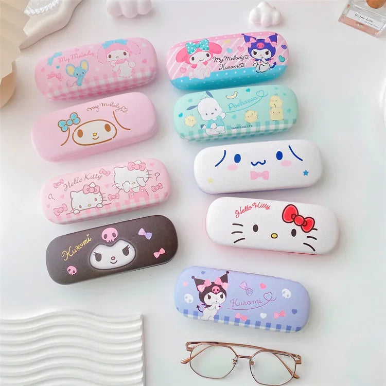 Sanrio Hello Kitty Cinnamoroll Kuromi Glasses Case Myopia Glasses Storage Box Anime Kawaii Cute Creative Travel Portable Girls Leedoar