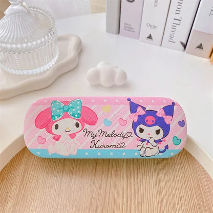 Sanrio Hello Kitty Cinnamoroll Kuromi Glasses Case Myopia Glasses Storage Box Anime Kawaii Cute Creative Travel Portable Girls Leedoar