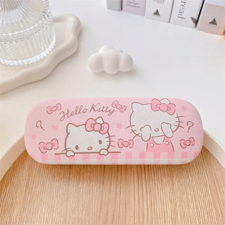 Sanrio Hello Kitty Cinnamoroll Kuromi Glasses Case Myopia Glasses Storage Box Anime Kawaii Cute Creative Travel Portable Girls Leedoar