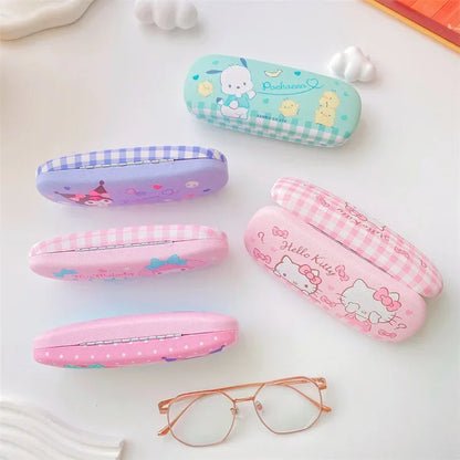 Sanrio Hello Kitty Cinnamoroll Kuromi Glasses Case Myopia Glasses Storage Box Anime Kawaii Cute Creative Travel Portable Girls Leedoar