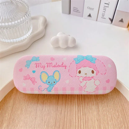 Sanrio Hello Kitty Cinnamoroll Kuromi Glasses Case Myopia Glasses Storage Box Anime Kawaii Cute Creative Travel Portable Girls Leedoar