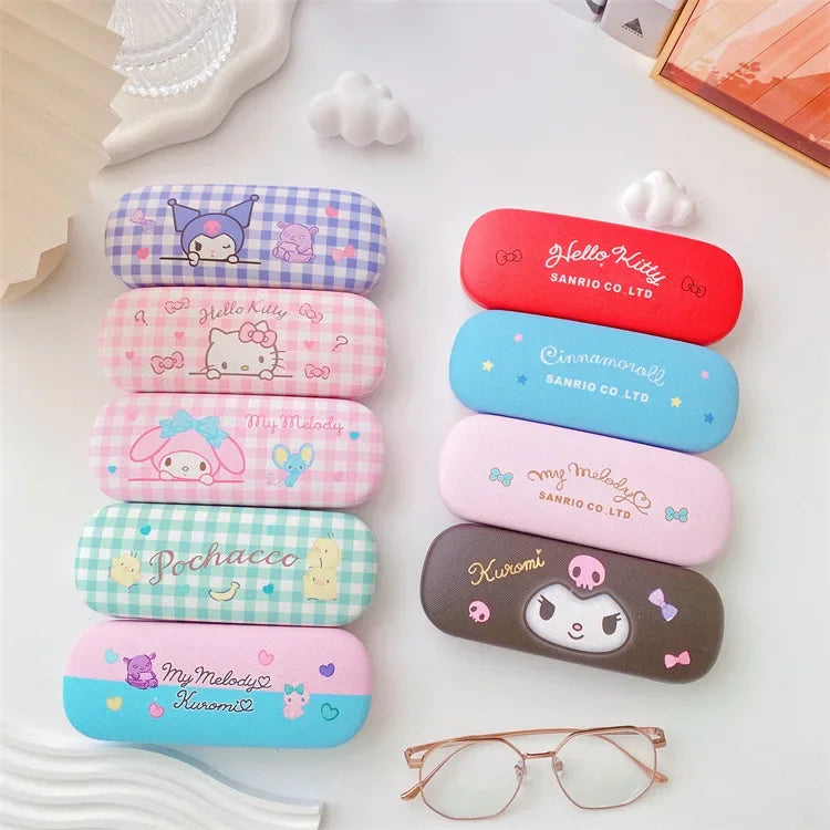 Sanrio Hello Kitty Cinnamoroll Kuromi Glasses Case Myopia Glasses Storage Box Anime Kawaii Cute Creative Travel Portable Girls Leedoar