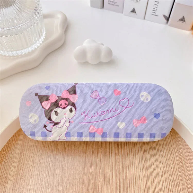 Sanrio Hello Kitty Cinnamoroll Kuromi Glasses Case Myopia Glasses Storage Box Anime Kawaii Cute Creative Travel Portable Girls Leedoar