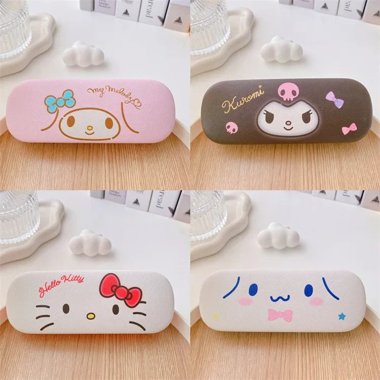 Sanrio Hello Kitty Cinnamoroll Kuromi Glasses Case Myopia Glasses Storage Box Anime Kawaii Cute Creative Travel Portable Girls Leedoar