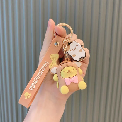 Sanrio Hello Kitty Keychain Cute Cartoon Melody Kuromi Cinnamoroll Doll Pendant Decoration Keyring Jewelry Girl&Child Gifts Toy Leedoar