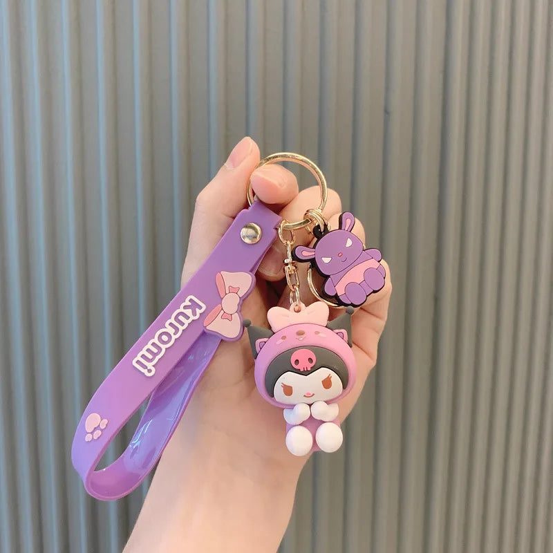 Sanrio Hello Kitty Keychain Cute Cartoon Melody Kuromi Cinnamoroll Doll Pendant Decoration Keyring Jewelry Girl&Child Gifts Toy Leedoar