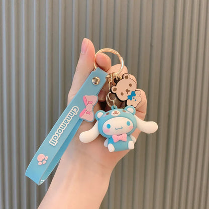 Sanrio Hello Kitty Keychain Cute Cartoon Melody Kuromi Cinnamoroll Doll Pendant Decoration Keyring Jewelry Girl&Child Gifts Toy Leedoar