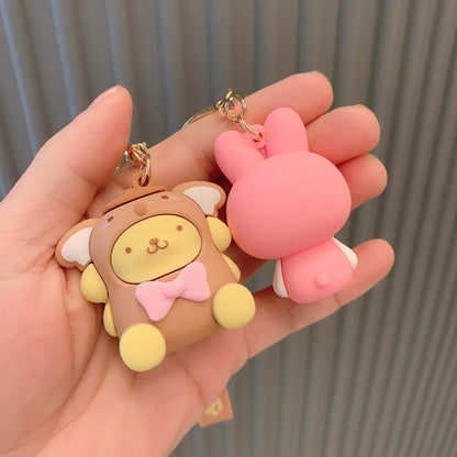 Sanrio Hello Kitty Keychain Cute Cartoon Melody Kuromi Cinnamoroll Doll Pendant Decoration Keyring Jewelry Girl&Child Gifts Toy Leedoar