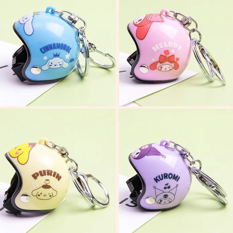 Sanrio Kuromi Melody Helmet Shape Keychains Anime Kawaii Hello Kitty Cinnamoroll Toy Doll Bag Ornament Keychain Car Pendant Gift Leedoar