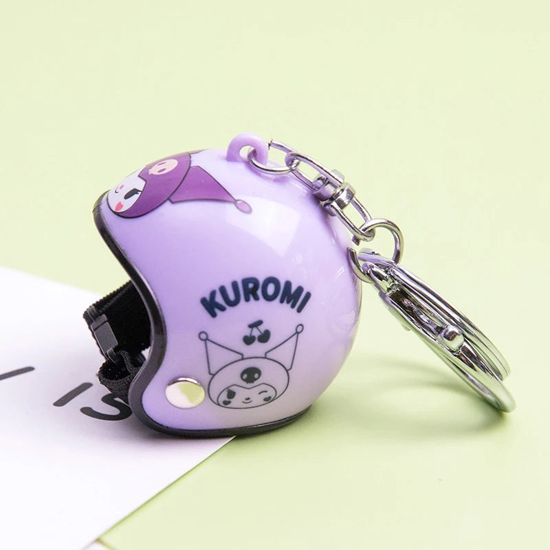 Sanrio Kuromi Melody Helmet Shape Keychains Anime Kawaii Hello Kitty Cinnamoroll Toy Doll Bag Ornament Keychain Car Pendant Gift Leedoar