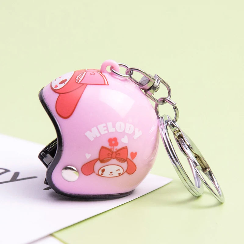 Sanrio Kuromi Melody Helmet Shape Keychains Anime Kawaii Hello Kitty Cinnamoroll Toy Doll Bag Ornament Keychain Car Pendant Gift Leedoar