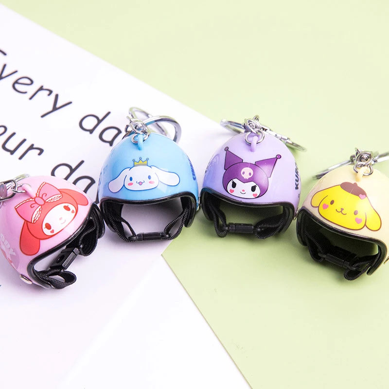 Sanrio Kuromi Melody Helmet Shape Keychains Anime Kawaii Hello Kitty Cinnamoroll Toy Doll Bag Ornament Keychain Car Pendant Gift Leedoar