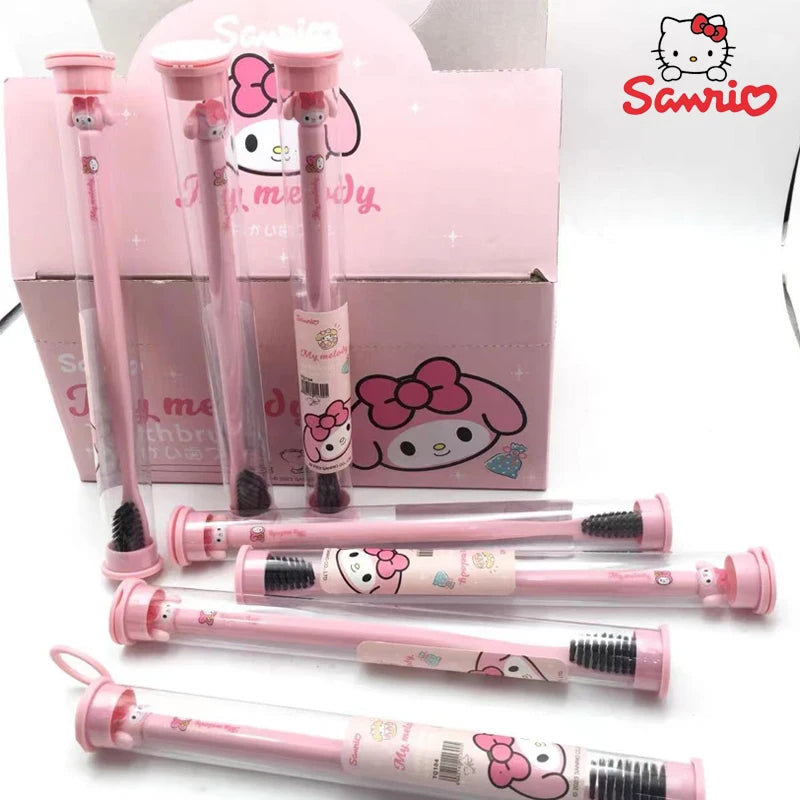 Sanrio Escova de Dentes Anime Hello Kitty My Melody Kuromi Cinnamoroll Desenho Animado Estudante Adulto Doméstico Escova de Dentes Limpeza Presentes 