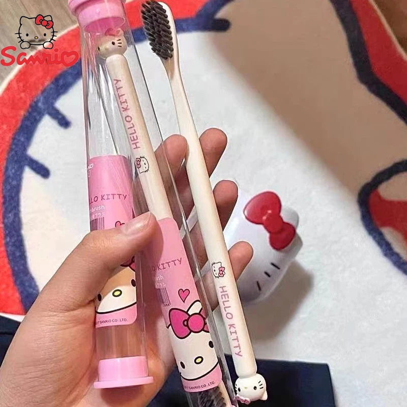 Sanrio Cepillo de dientes Anime Hello Kitty My Melody Kuromi Cinnamoroll Dibujos animados Estudiante Adulto Hogar Cepillo de dientes Limpieza Regalos 