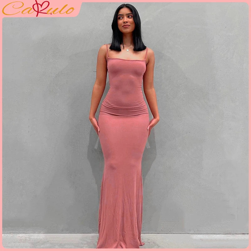 Satin Slip Sleeveless Backless Maxi Dress Women 2023 Y2K Summer Bodycon Elegant Sexy Outfits Ladies Birthday Party Club Sundress Leedoar