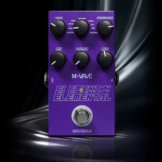 Pedal de retardo digital Elemental M-vave 2024 nuevo, 9 efectos de retardo de guitarra diferentes, pedal de retardo de guitarra compatible con modo TAP y HOLD 