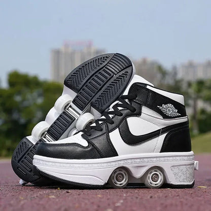 Children's Sports Roller Skates Transformer Shoes 4 Quad Wheel Skates Adult Runaway Shoes Student Transformer Wheels Leedoar