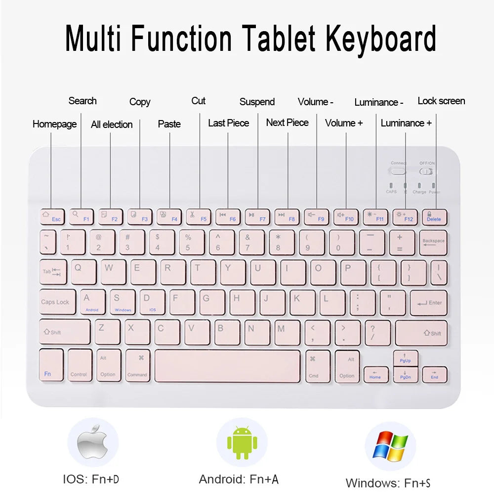 Teclado Bluetooth recargable K005C, inalámbrico, silencioso, delgado, mini teclado para tableta, teclado de oficina para iOS, Android, Windows, PC, iPad 