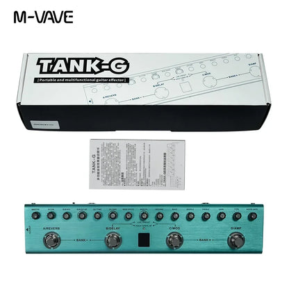 Pedal multiefectos para guitarra recargable portátil Tank 36 preajustes 9 ranuras para preamplificador 8 ranuras para cabina IR 3 efectos de modulación/retardo/reverberación 