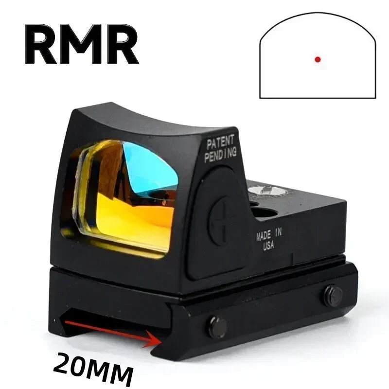 Mini RMR Red Dot Sight 2MOA Scope Fit 20-22mm Rail Airsoft Rifle and Pistols Reflex Sight Hunting Optic Scope Tactical Accessory Leedoar