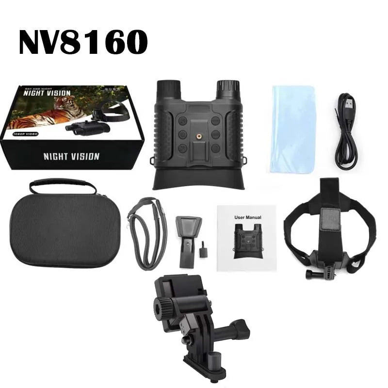 NV8160 Night Vision Binoculars 1080P HD 8x Digital Infrared Head Mount Hunting Telescope 400m Surveillance Camping Equipment Leedoar