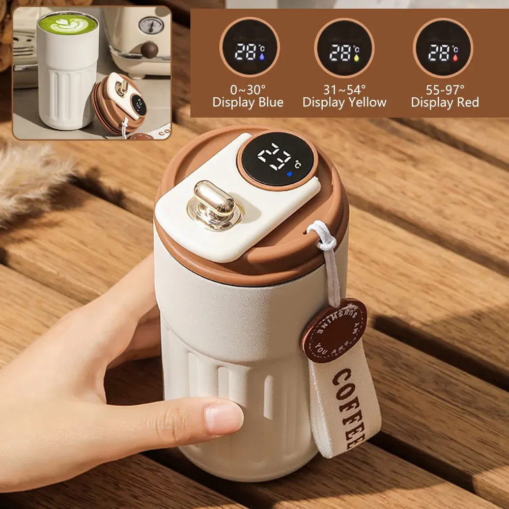 Smart Thermos Bottle LED Temperature Display Coffee Cup 316 Stainless Steel Tumbler Mug Portable Vacuum Flasks Thermoses Leedoar