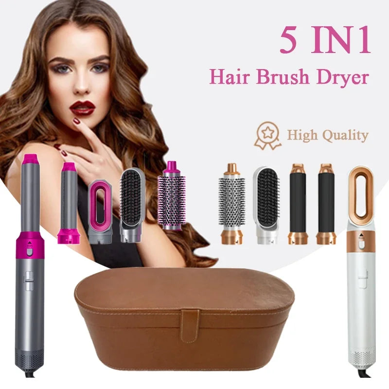 5 in 1 Hair Dryer Hot Comb Set Professional Curling Iron Hair Straightener Styling Tool For Dyson Airwrap Hair Dryer Household Leedoar