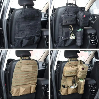 Car Back Seat Organizer Tactical Accessories Army Molle Pouch Storage Bag Military Outdoor Self-driving Hunting Seat Cover Bag Leedoar