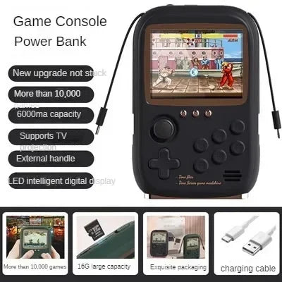 2023 New Mini Game Power Bank Portable Retro handheld Game Console 6000Mah capacity 3.2 Inch Soft Light Color Screen 10000+ Game Leedoar