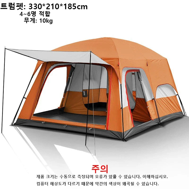 4-12 People Outdoor Camping Luxury Tents Large Family Tent With Rooms Waterproof Two-Bedroom And One-living Room Design Leedoar