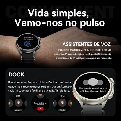 HW3 Ultra Max Round Smart Watch Men 1.52 Inch HD Screen Bluetooth Calls APP Information Display Custom Wallpaper NFC Function Leedoar