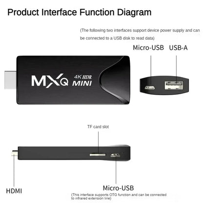 MXQ Mini Smart TV Stick Android10 WiFi 1 GB RAM 8 GB ROM Youtube Google Media Player 4K Set Top Box Smart Tv Box Versão global 