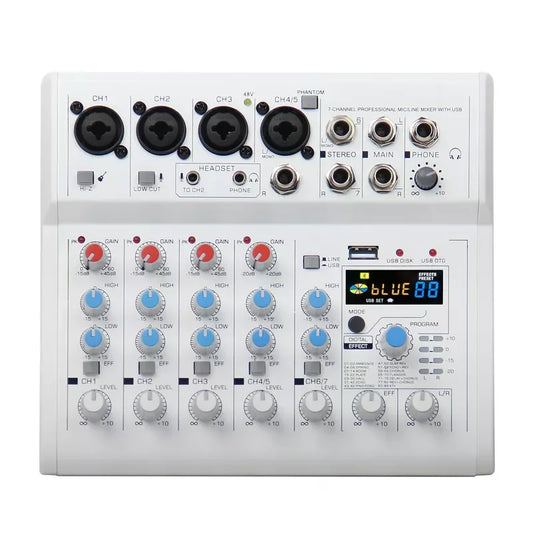 Manchez E4 E7 Mini 4 6 A4 A6 Channel Sound Card Mixer USB Console DJ Karaoke Smartphone Professional Computer Recording 48V DJ Leedoar