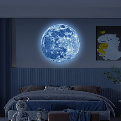 Adesivo de parede 3D Luminous Moon Estético Glow In The Dark Fluorescente Adesivo PVC Casa Crianças Quarto Decalques Decoração Papel de parede 