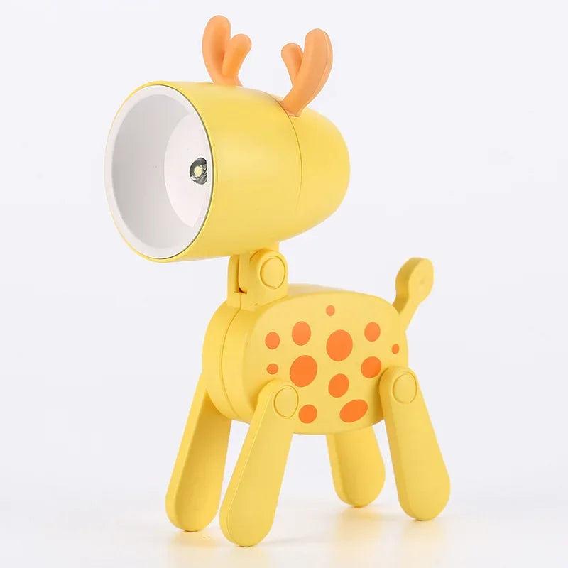 LED Mini Night Light Cute Dog Deer Foldable Desk Lamps Desktop Ornament Book Light Kids Room Bedside Bedroom Decor Holiday Gifts Leedoar