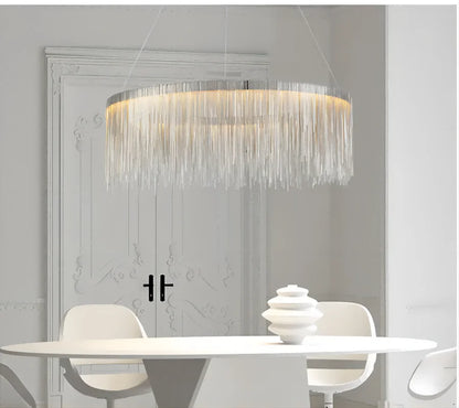 Lustre nórdico iluminação interna moderno borla redonda lustres para casa sala de estar quarto lustre minimalismo lâmpada pendurada 