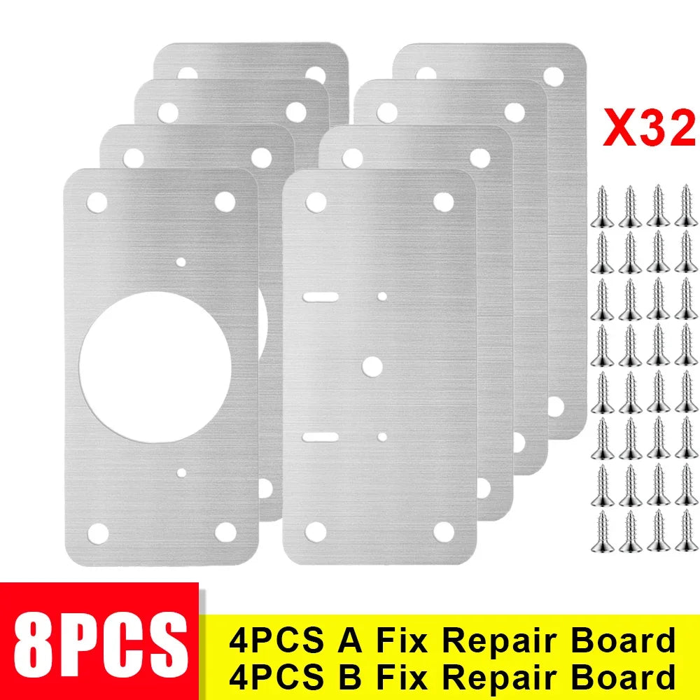 Cabinet Hinge Repair Plate Kit Stainless Steel Door Hinge Mounting Plate