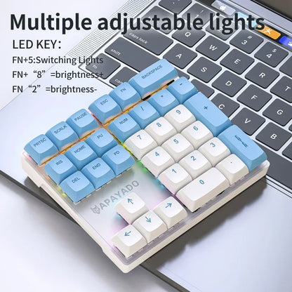 Teclado numérico mecánico con cable de 33 teclas con eje de luces multicolores, adecuado para finanzas, negocios, teclado para computadora portátil