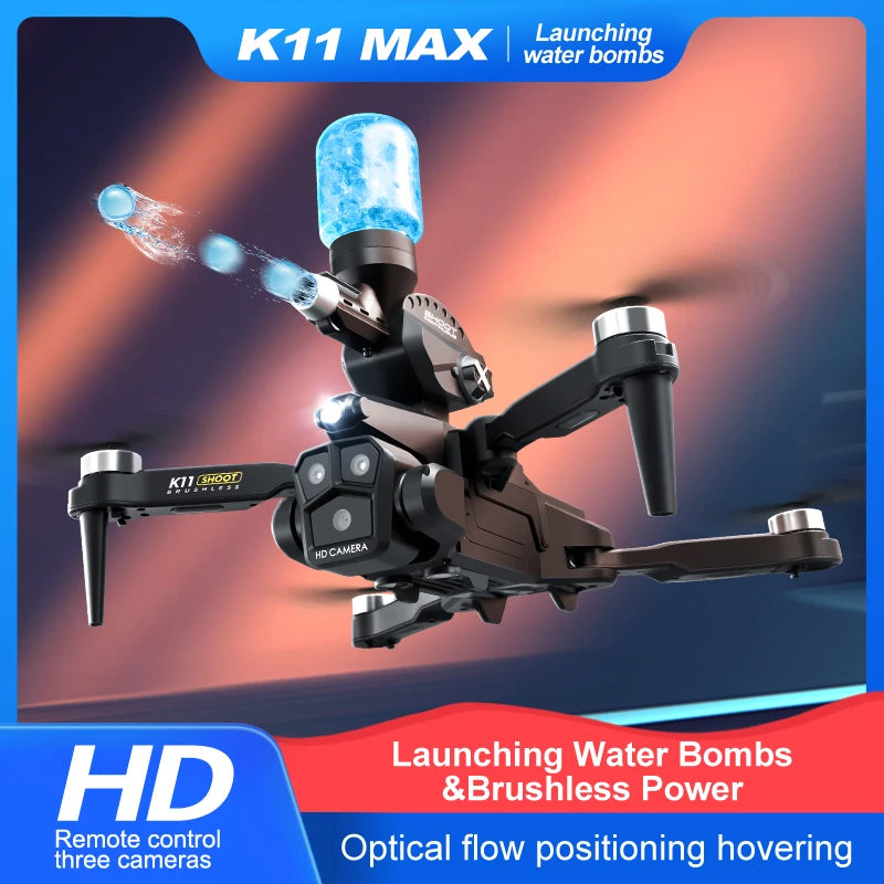 K11 MAX Drone com três câmeras 4K HD, quatro vias, posicionamento de fluxo de obstáculos, prevenção de obstáculos, helicóptero RC óptico, brinquedos, crianças, Gif 