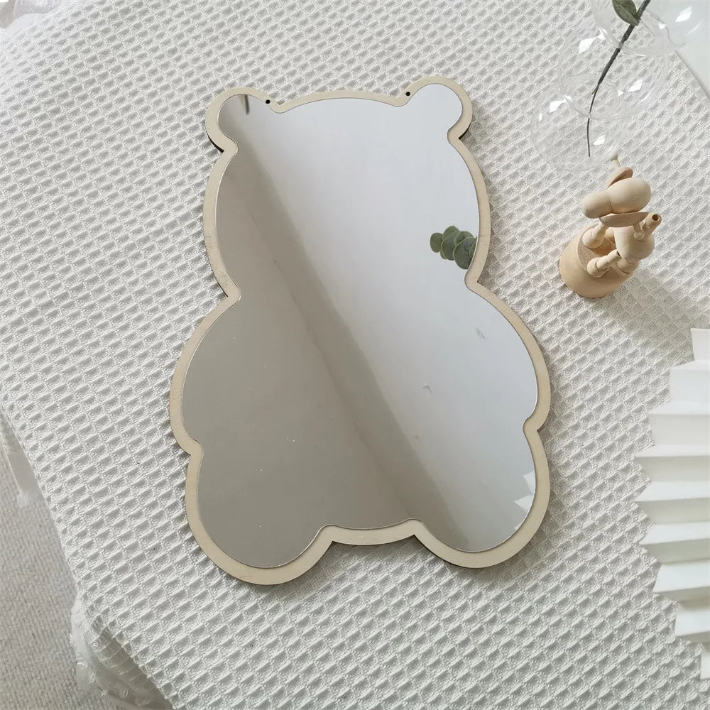 INS Creative Decorative Mirror for Kids Room Cute Bear Rabbit Shape Acrylic Mirror Baby Photo Props Nordic Home Nursery Decor Leedoar