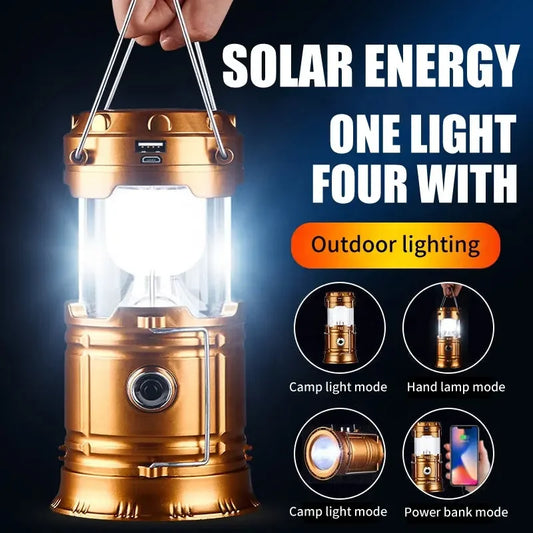 Portable Solar Charger Camping Lantern Lamp LED Outdoor Lighting Folding Camp Tent Lamp USB Rechargeable Lantern Flashlight Leedoar