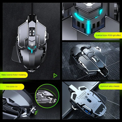 New Mechanical Wired Gaming Mouse 9 Key Macro Definition 12800 DPI Color Backlit Game Player Computer Peripheral for Windows PC