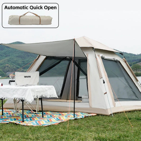 5-8 Person Outdoor Automatic Quick Open Tent Rainfly Waterproof Camping Tent Family Outdoor Instant Setup Tent with Carring Bag Leedoar