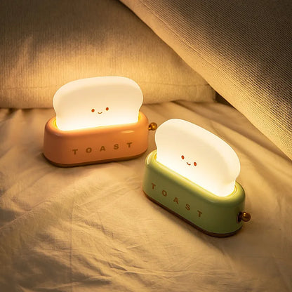 SONGMEN Bakery Usb Rechargeable Night Light Cute Toaster LED Children Night Light Kid Sleeping Led Lamp Bedroom Lantern Green Leedoar