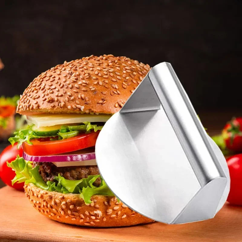 430 Stainless Steel Hamburger Meat Press Circular Square Hamburger Meat Press Kitchen Tool Meat Press Plate Leedoar