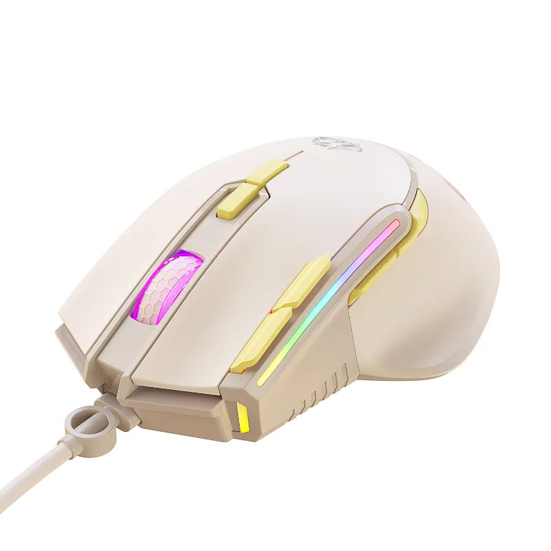 Ratón para juegos con cable M2 apto para ordenadores portátiles, escritorios, juegos de oficina, 12800 DPI, personalización de definición de macros, ratón luminoso RGB 